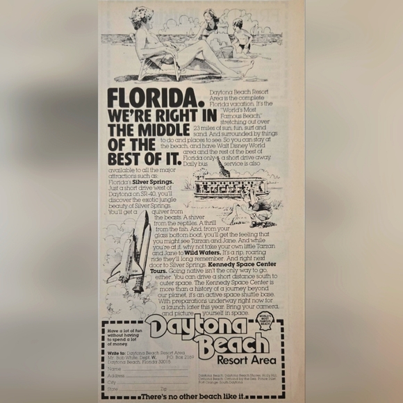 1980 Florida Tourism Daytona Beach Resort Ad In The Middle Of The Best of It - Picture 1 of 5